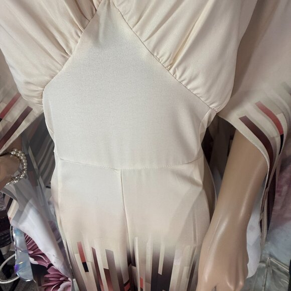 NWOT πShein Elegant Floral Print Cross Front V-Neckline Cloak Sleeves Jumpsuit - Picture 6 of 13